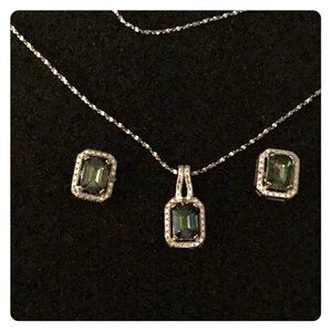 Genuine Mystic topaz &Diamond necklace & earrings